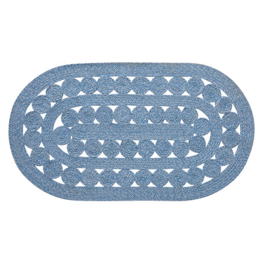 Celeste Blended Blue Indoor/Outdoor Oval Braided Rug 27